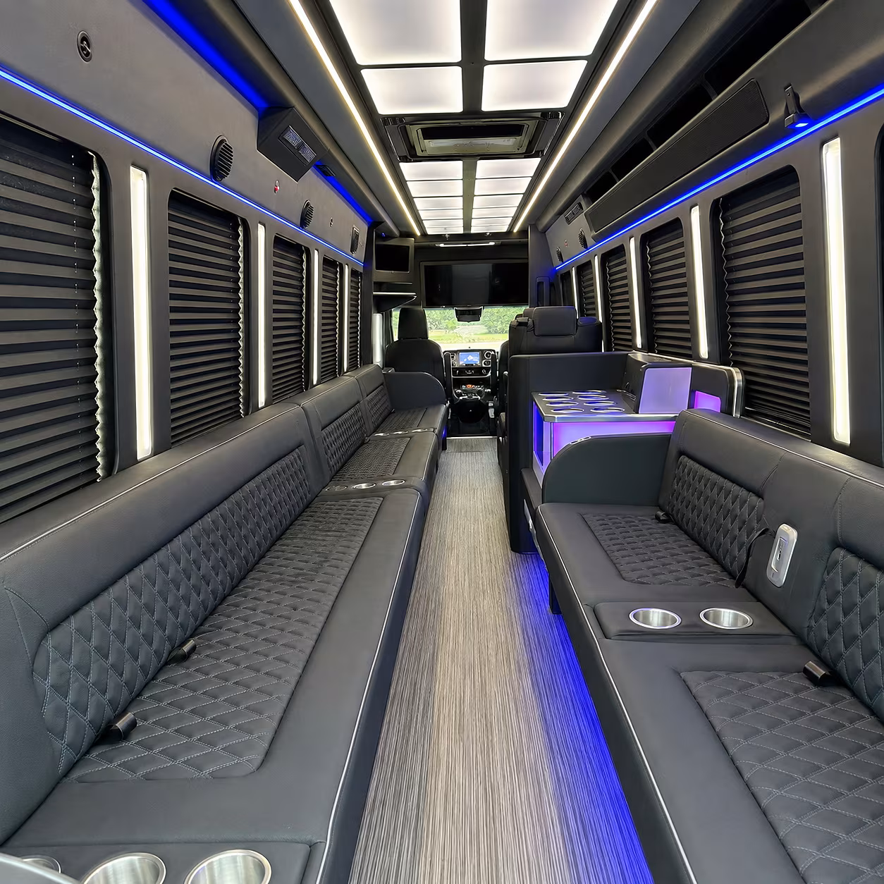 Lubbock Bachelor & Bachelorette Transportation party bus interior