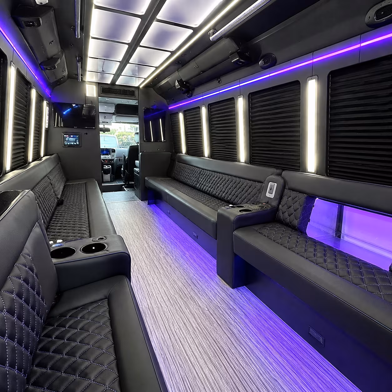 Lubbock Birthday, Sweet 16, & Quinceañera Transportation party bus interior