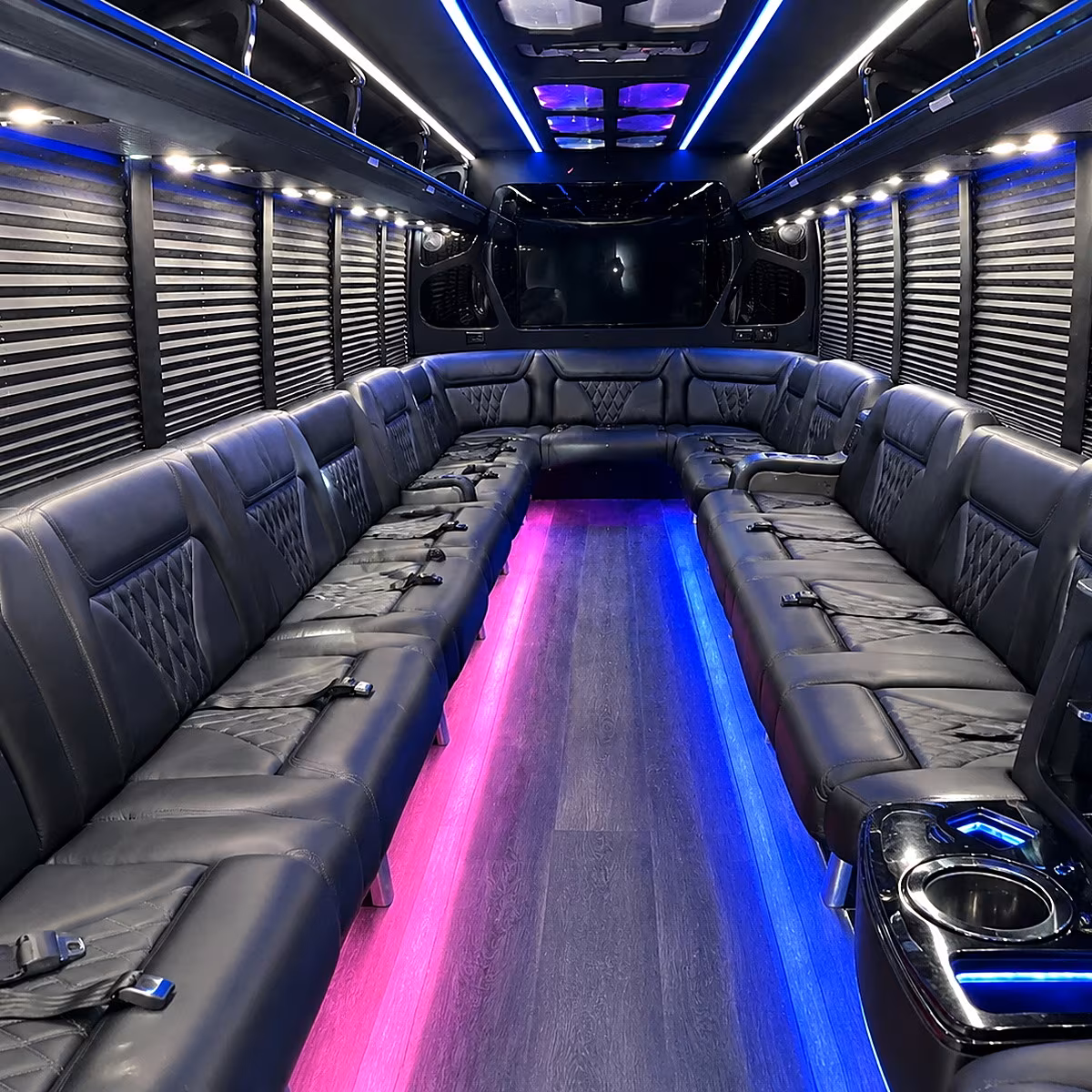 Lubbock Wedding Transportation party bus interior